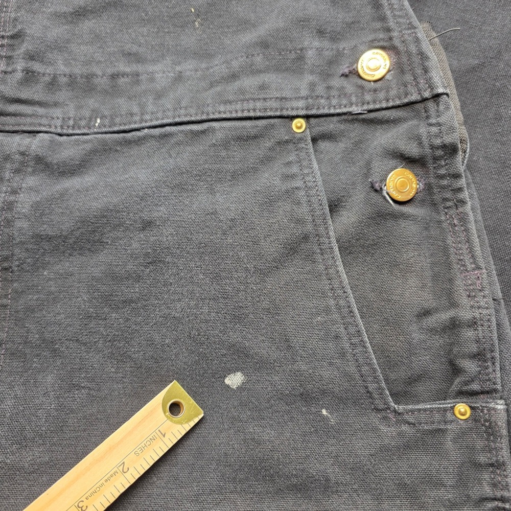 Carhartt Mens Black Duck Canvas Bib Overalls Workwear R01 BLK 40x30 Utility - Picture 5 of 14